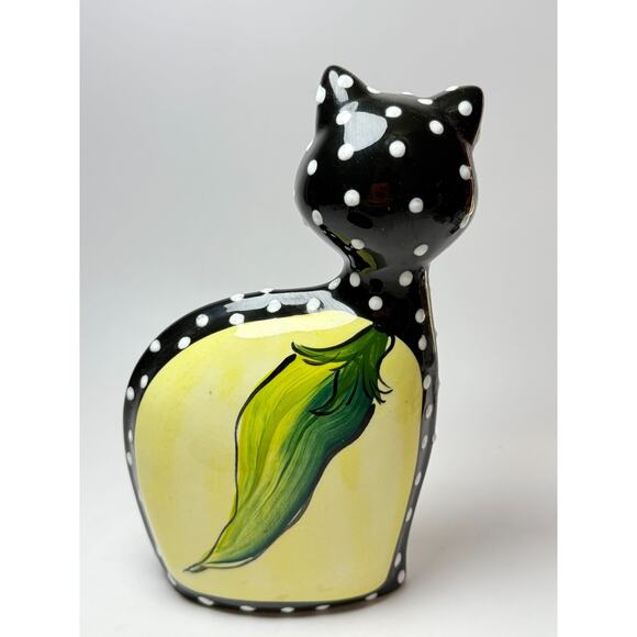 Anatoly Turov Russian Artist Cat Figure Black Polka Dots Chili Peppers Signed - Picture 4 of 7